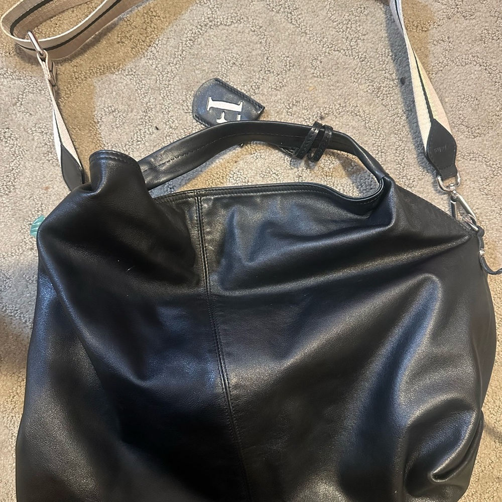 Furla Black Leather Satchel Crossbody Bag Medium